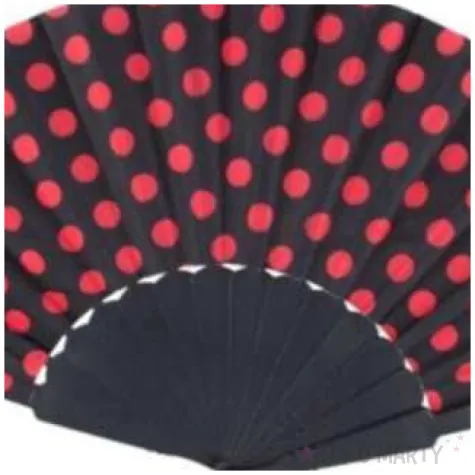 wachlarz kropki czarno czerwony materialowy funnyfashion