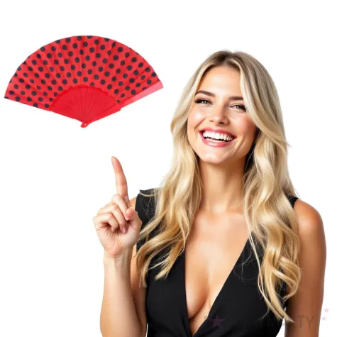 wachlarz kropki czerwono czarny materialowy funnyfashion