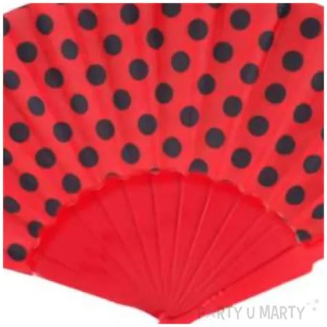 wachlarz kropki czerwono czarny materialowy funnyfashion
