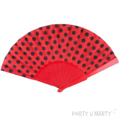 wachlarz kropki czerwono czarny materialowy funnyfashion