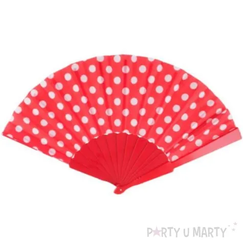 wachlarz kropki czerwony materialowy funnyfashion