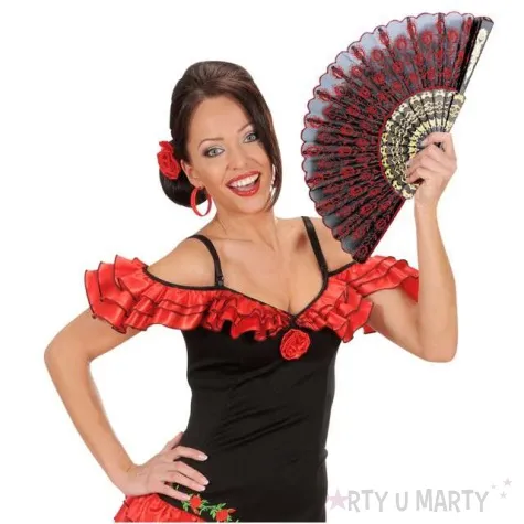 wachlarz lady czerwony materialowy widmann