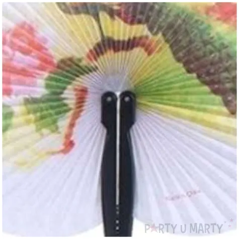 wachlarz papierowy paw zolty bialy 21 x 23 cm