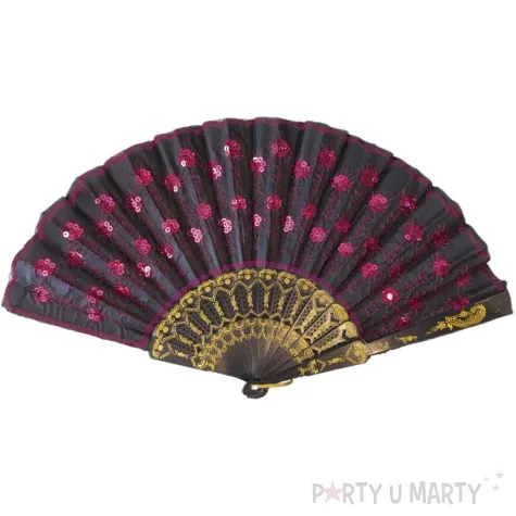 wachlarz zlocony materialowy rozowy ciemny boland