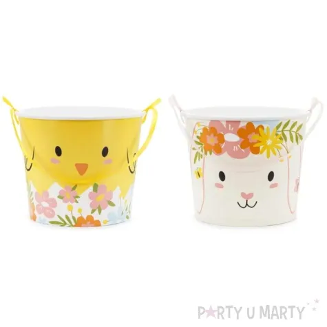 wiaderka na cukierki wielkanoc kurczak i zajac partydeco 14 cm 2 szt