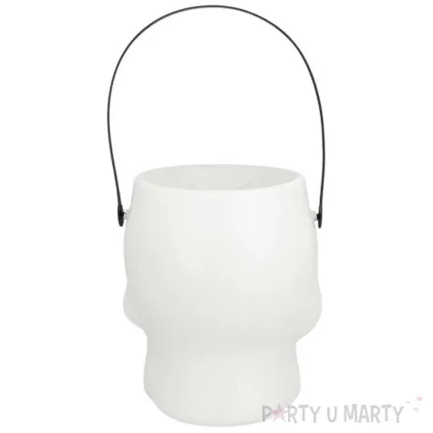 wiaderko na cukierki czaszka bialy boland 16 x 13 cm