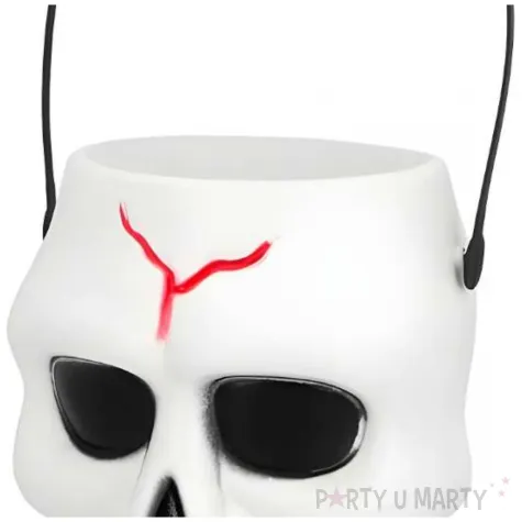 wiaderko na cukierki czaszka bialy boland 16 x 13 cm