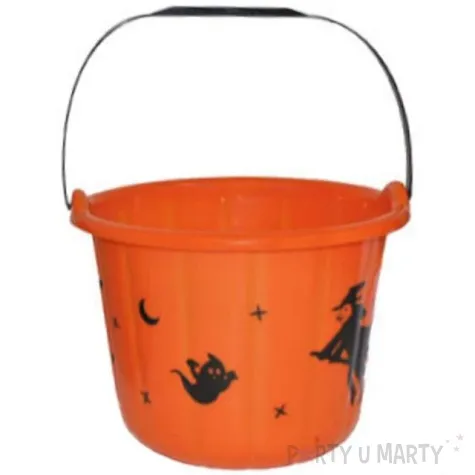 wiaderko na cukierki halloween xl pomaranczowe 23 cm