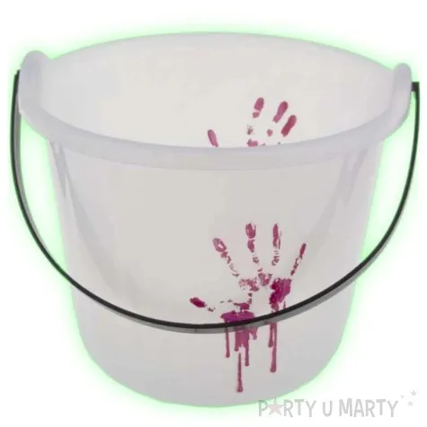 wiaderko na cukierki krwawe ociski swiecace biale 13 cm
