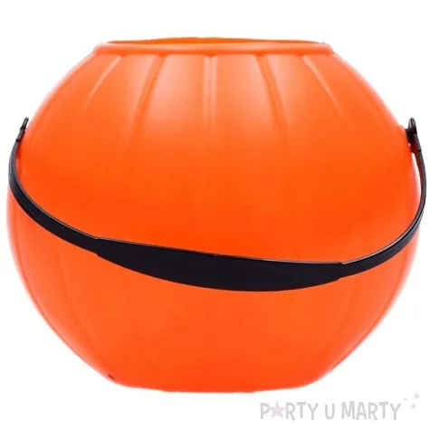 wiaderko na cukierki mini dynia z usmiechem pomaranczowy guirca 9 cm