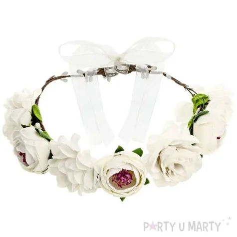 wianek rozyczki bialy partydeco 17cm