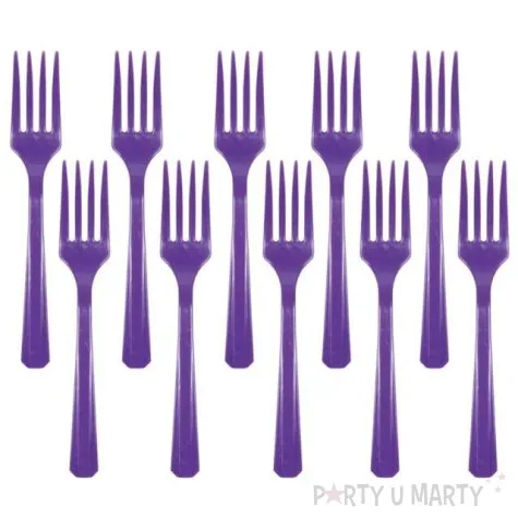 widelce plastikowe amscan fioletowe 16 cm 10 szt