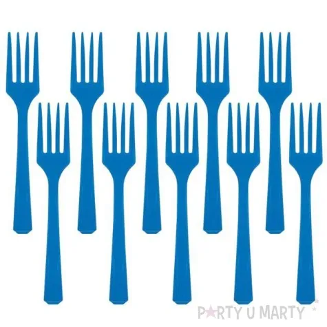 widelce plastikowe amscan niebieskie 16 cm 10 szt