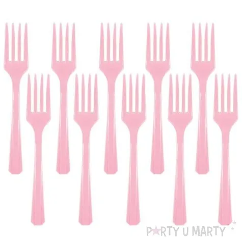 widelce plastikowe amscan rozowe jasne 16 cm 10 szt