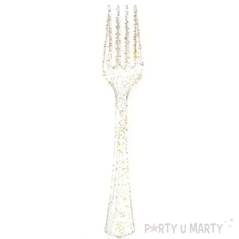 widelce plastikowe brokatowe zlote partypal 14 cm 20 szt