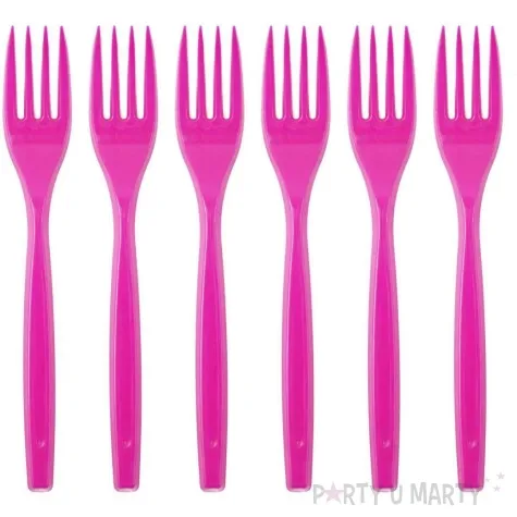 widelce plastikowe soczyste kolory rozowy arpex 6 szt