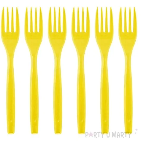 widelce plastikowe soczyste kolory zolty arpex 6 szt