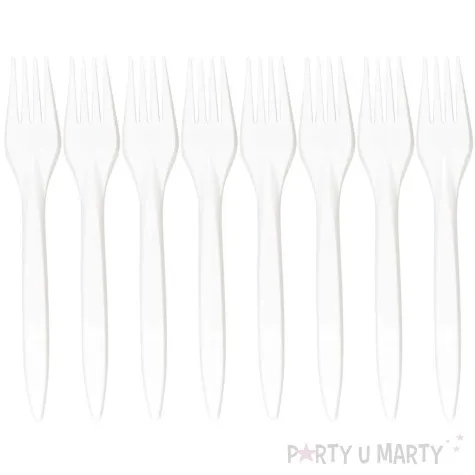 widelce plastikowe wielorazowe arpex bialy 18 cm 8 szt