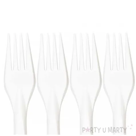 widelce plastikowe wielorazowe arpex bialy 18 cm 8 szt