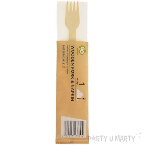 widelec drewniany eko z serwetka godan