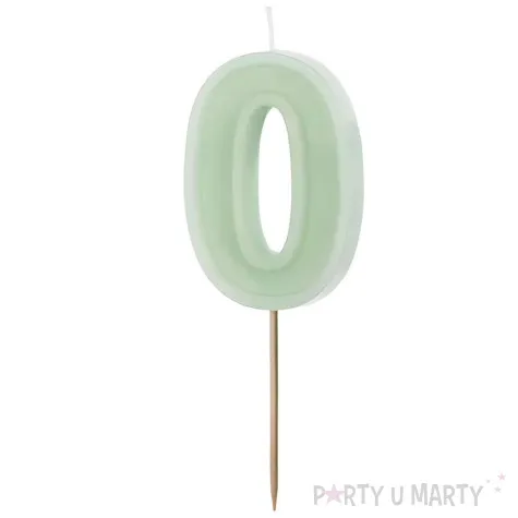 wieczka na tort cyfra 0 zielony partydeco 10 cm