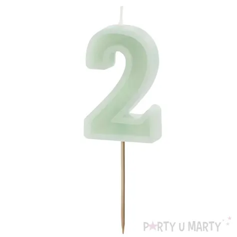 wieczka na tort cyfra 2 zielony partydeco 10 cm