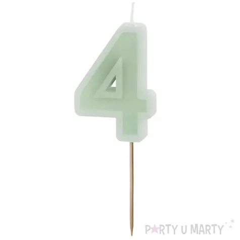 wieczka na tort cyfra 4 zielony partydeco 10 cm