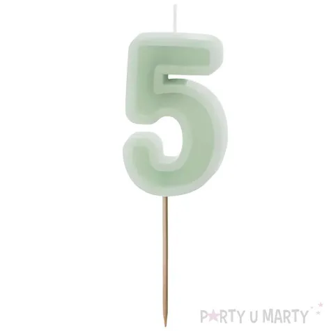 wieczka na tort cyfra 5 zielony partydeco 10 cm