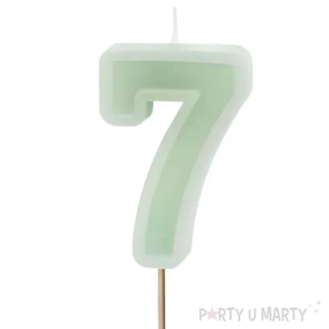 wieczka na tort cyfra 7 zielony partydeco 10 cm