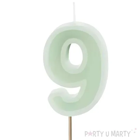 wieczka na tort cyfra 9 zielony partydeco 10 cm