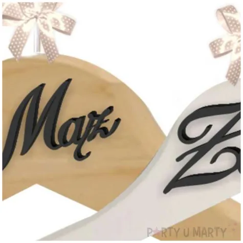 wieszaki slubne maz i zona czarny czarny drewno 2 szt