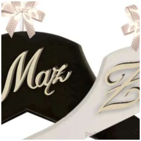 wieszaki slubne maz i zona drewno bialy czarny 2 szt