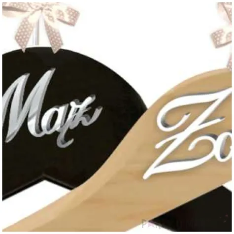 wieszaki slubne maz i zona srebrny bialy czarny drewno 2 szt