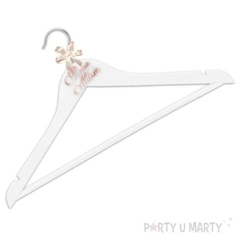 wieszaki slubne pan mlody i panna mloda rose gold bialy czarny 2 szt