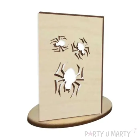 witrazyk drewniany halloween pajaki 10 cm