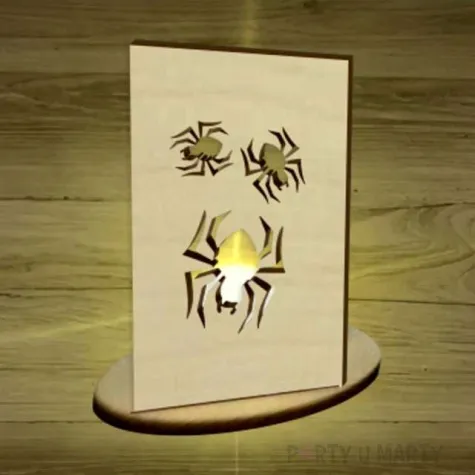 witrazyk drewniany halloween pajaki 10 cm