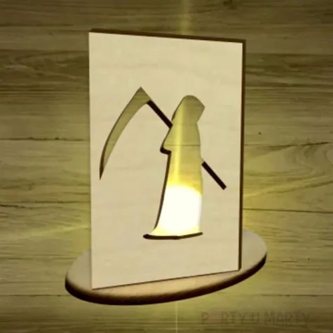 witrazyk drewniany halloween smierc z kosa 10 cm