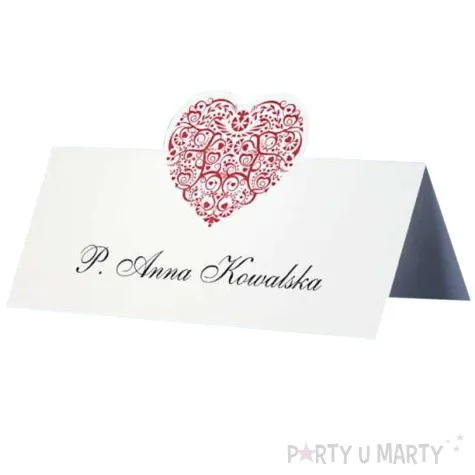 wizytowka na stol serduszko partydeco 25 szt