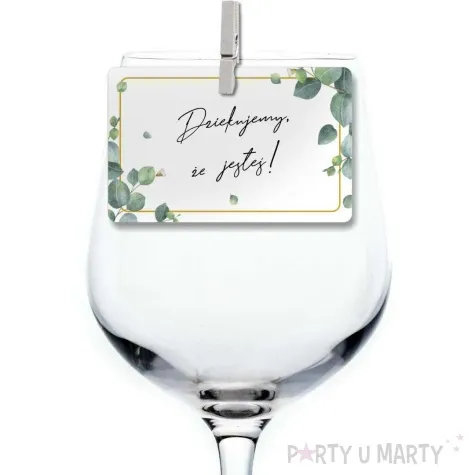 wizytowka z klamerka eukaliptus z hostia podziekowanie 10 szt