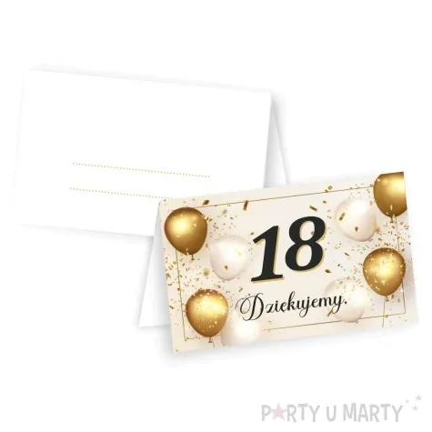 wizytowki na stol 18 urodziny kremowe 5x8 cm 10 szt