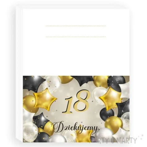 wizytowki na stol 18 urodziny zloto czarne 5x8 cm 10 szt