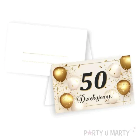 wizytowki na stol 50 urodziny kremowe 5x8 cm 10 szt