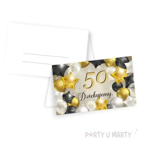 wizytowki na stol 50 urodziny zloto czarne 5x8 cm 10 szt