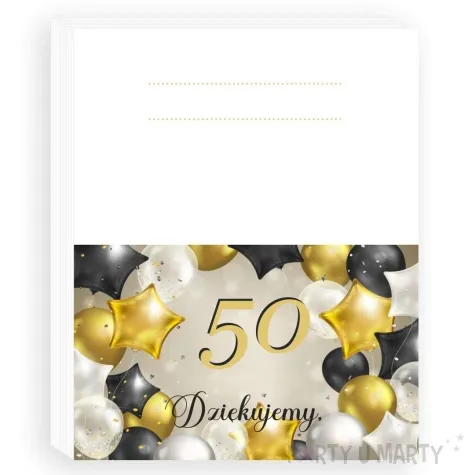 wizytowki na stol 50 urodziny zloto czarne 5x8 cm 10 szt