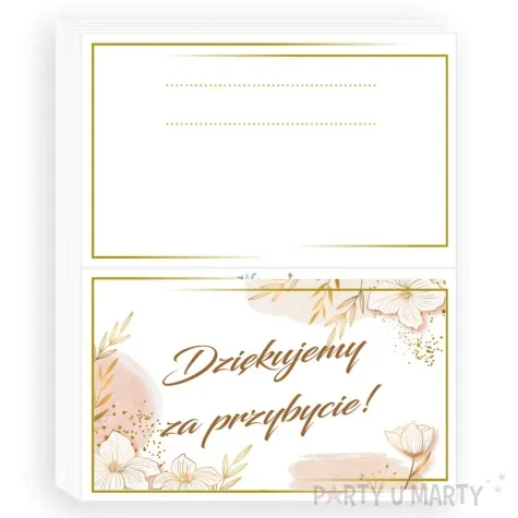 wizytowki na stol dziekujemy za przybycie kwiatki 5x8 cm 10 szt