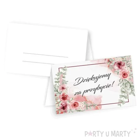 wizytowki na stol dziekujemy za przybycie roze 5x8 cm 10 szt