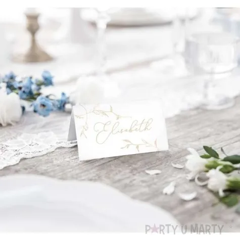 wizytowki na stol galazki zlote partydeco 10 szt