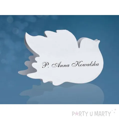 wizytowki na stol golabek bialy partydeco 10 szt