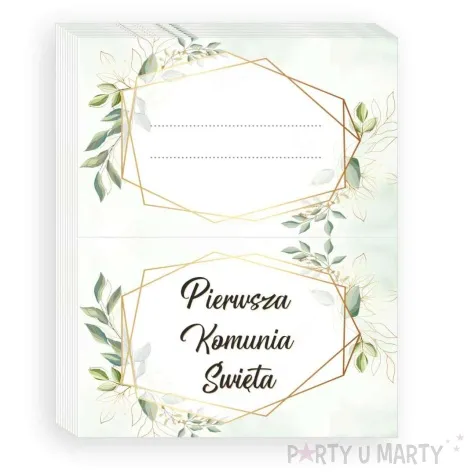 wizytowki na stol komunia ihs eukaliptus mietowa geometria 5 x8 cm 10 szt