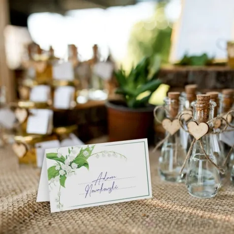 wizytowki na stol komunia ihs konwalie 5x8 cm 10 szt